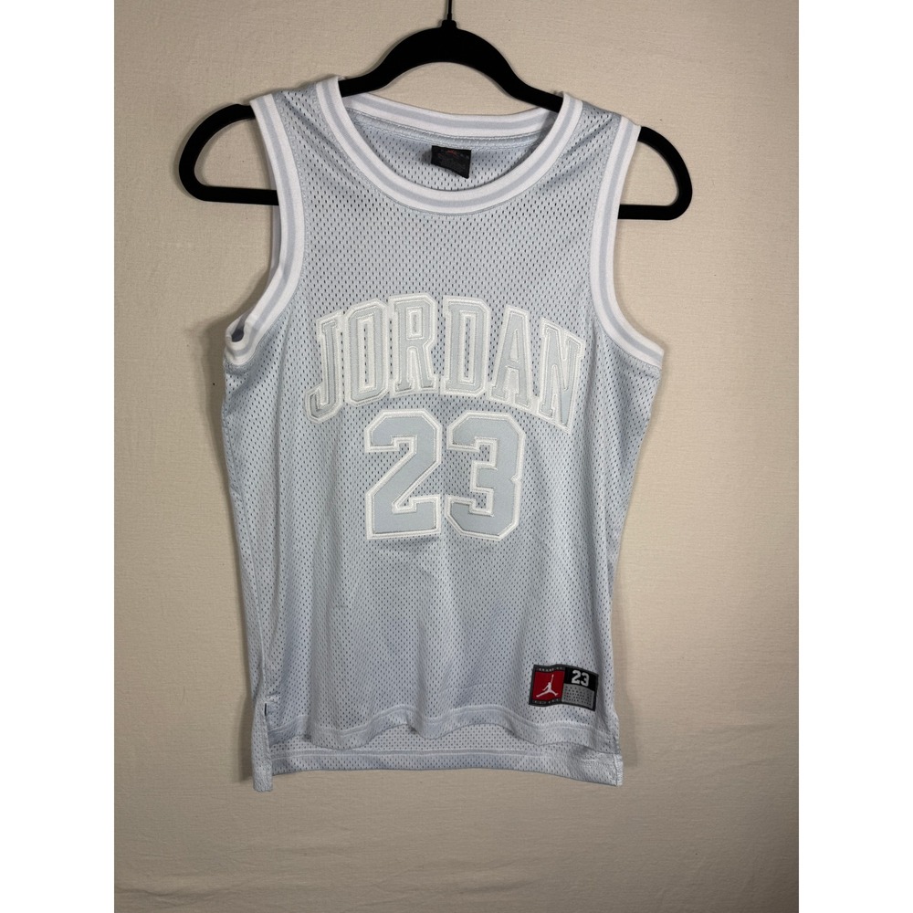 Nike Air Jordan 23 Youth Medium 10-12 White Mesh Basketball Jersey Embroidered
